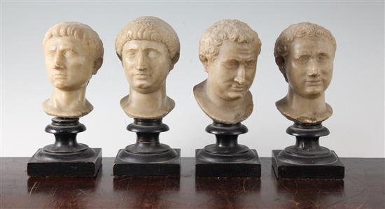A set of four early 19th century Grand Tour alabaster Heads of Caesar 7in.